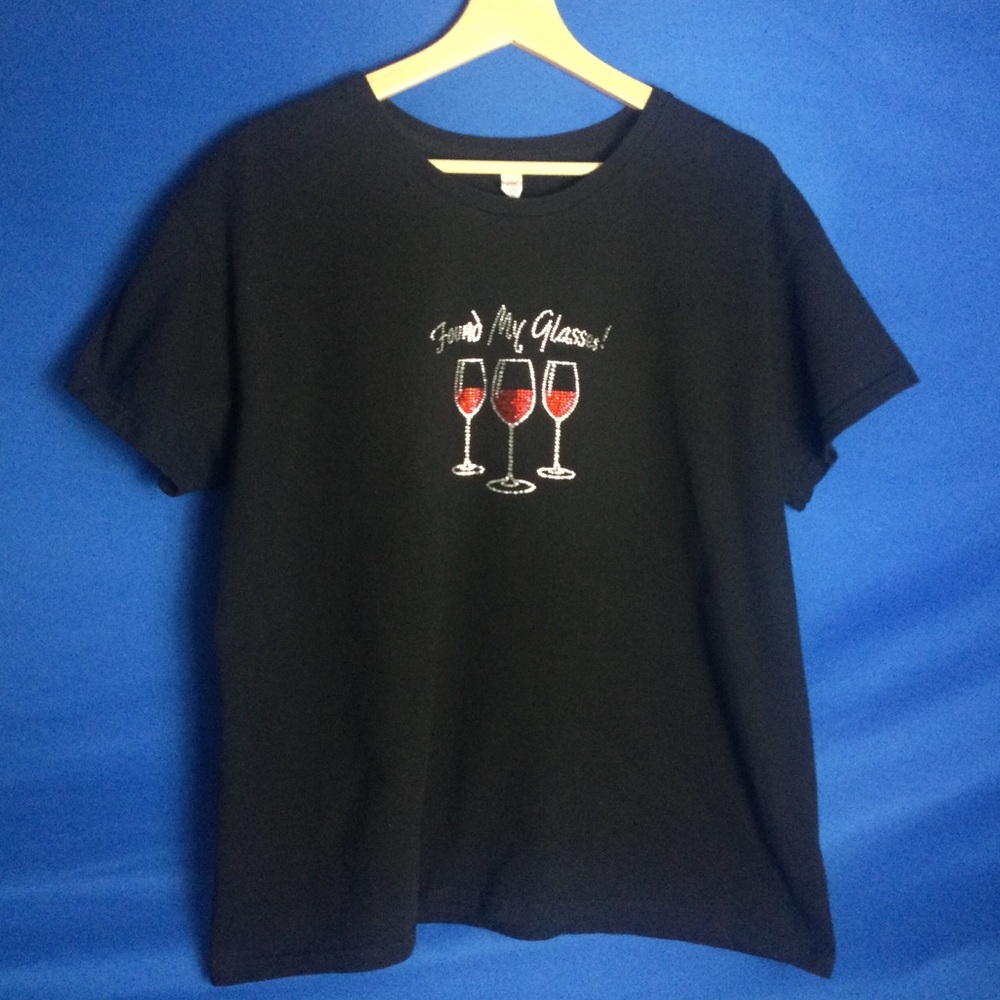 Found My Glasses Rhinestones XL Wine T-Shirt